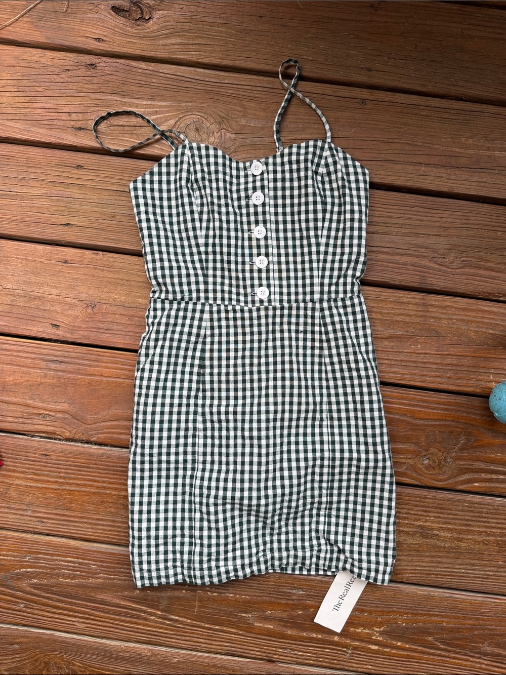 Petite Studio Green Gingham Button-Front Mini Dress